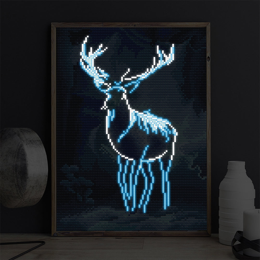 Hert bij Nacht Lichtgevende Kristal Neushoorn Diamond Painting