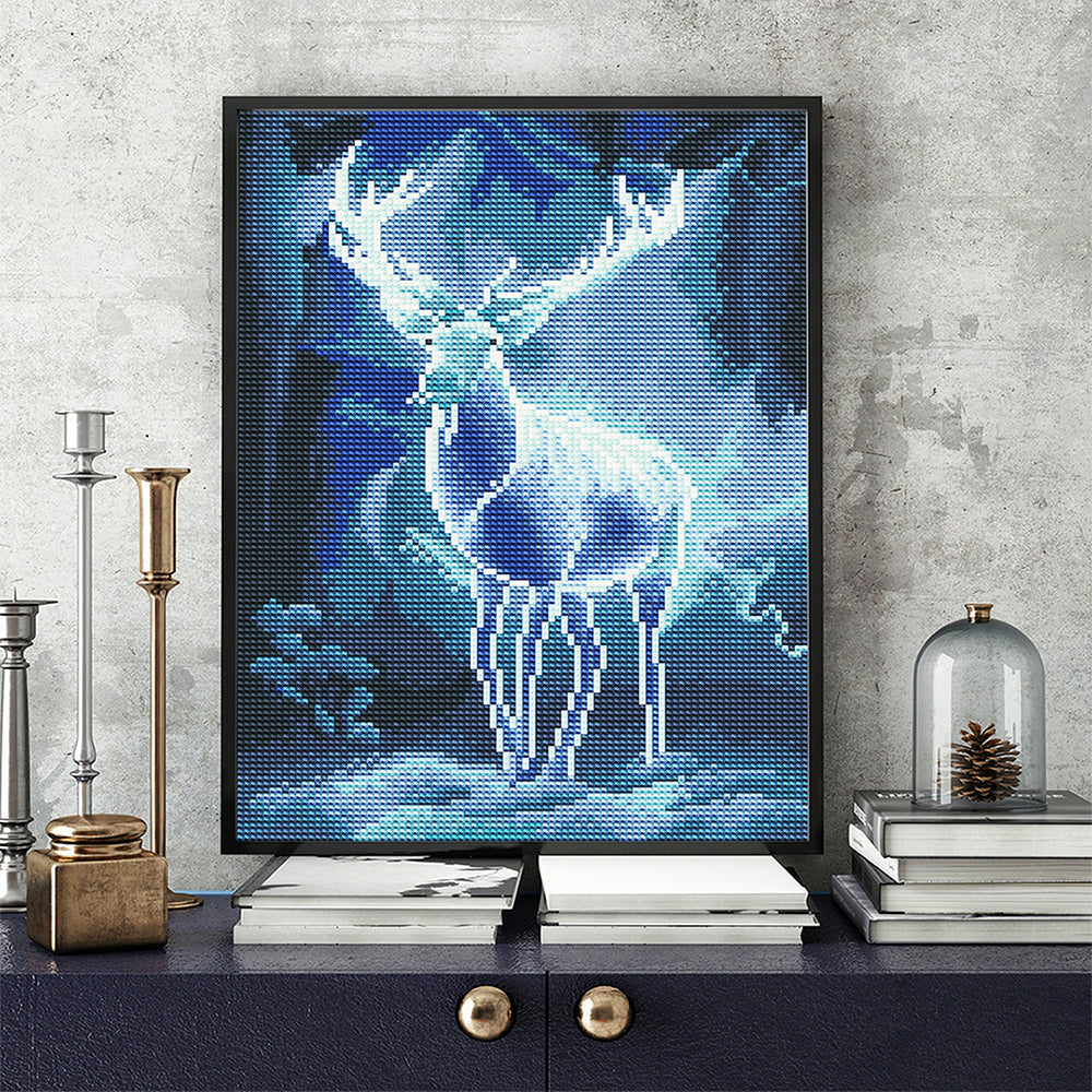 Hert bij Nacht Lichtgevende Kristal Neushoorn Diamond Painting