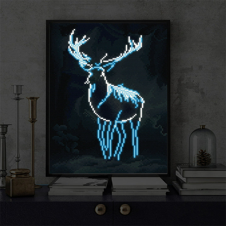 Hert bij Nacht Lichtgevende Kristal Neushoorn Diamond Painting