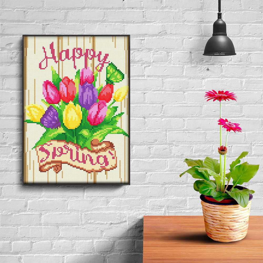 Lente Tulp Bloem Lichtgevende Kristal Neushoorn Diamond Painting