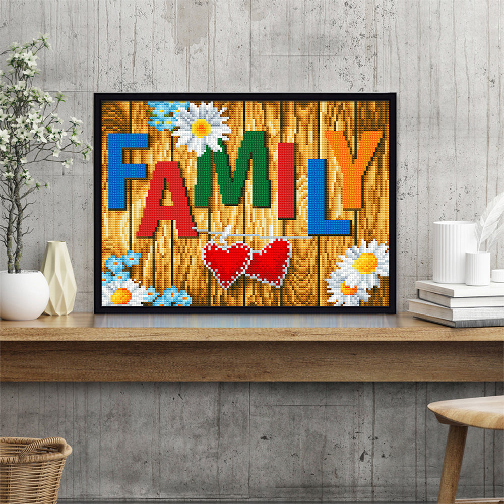 FAMILIE Gekleurd Lichtgevend Kristal Bergkristal Diamond Painting