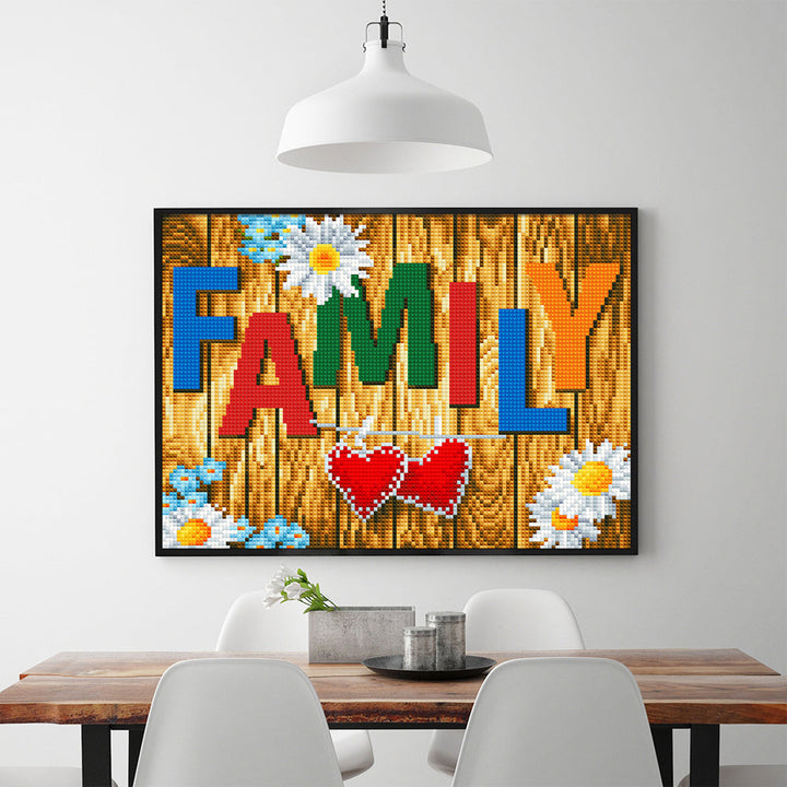 FAMILIE Gekleurd Lichtgevend Kristal Bergkristal Diamond Painting