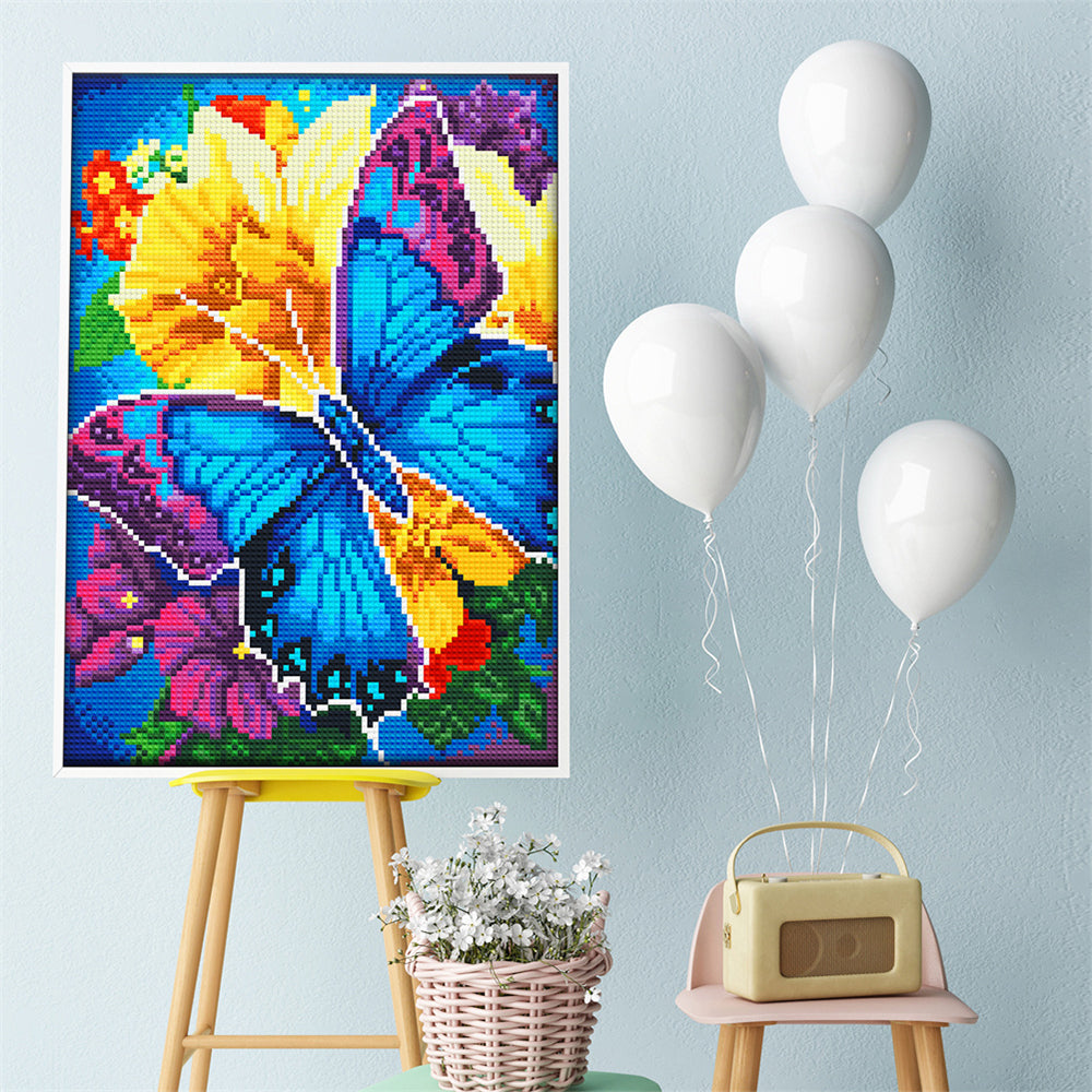 Vlinder en Bloem Lichtgevende Kristal Neushoorn Diamond Painting