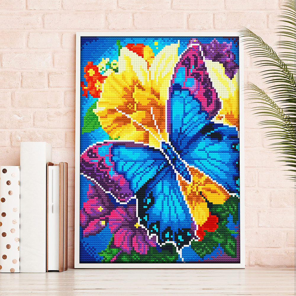 Vlinder en Bloem Lichtgevende Kristal Neushoorn Diamond Painting