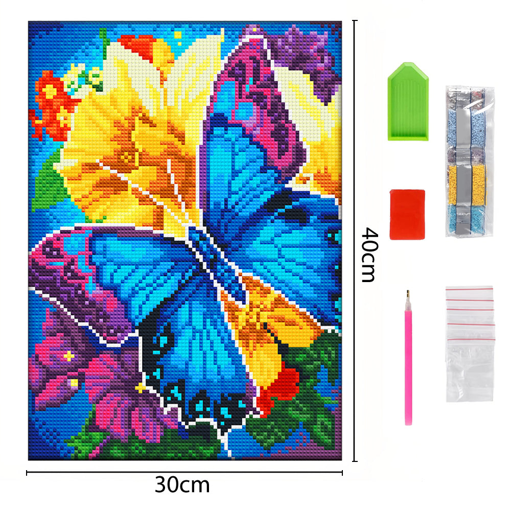 Vlinder en Bloem Lichtgevende Kristal Neushoorn Diamond Painting