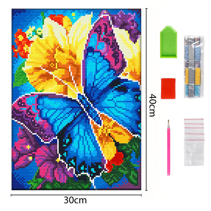 Vlinder en Bloem Lichtgevende Kristal Neushoorn Diamond Painting