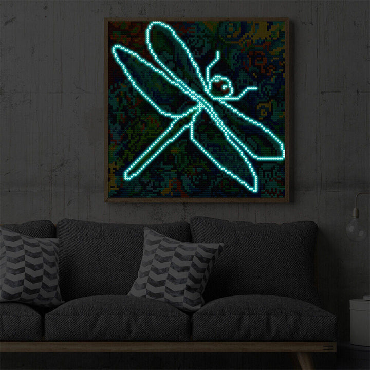 Groene Libelle Lichtgevende Kristal Neushoorn Diamond Painting