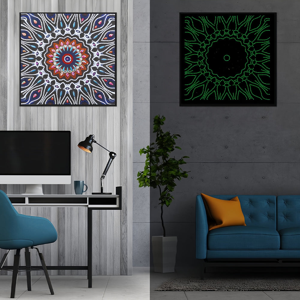 Duizelingwekkende Mandala Lichtgevend Speciaal Gevormd Diamond Painting