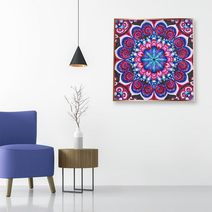 Rode en Blauwe Mandala Lichtgevend Speciaal Gevormd Diamond Painting