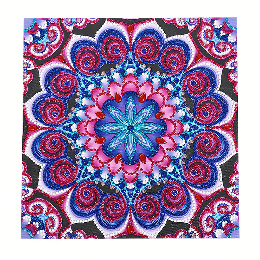 Rode en Blauwe Mandala Lichtgevend Speciaal Gevormd Diamond Painting