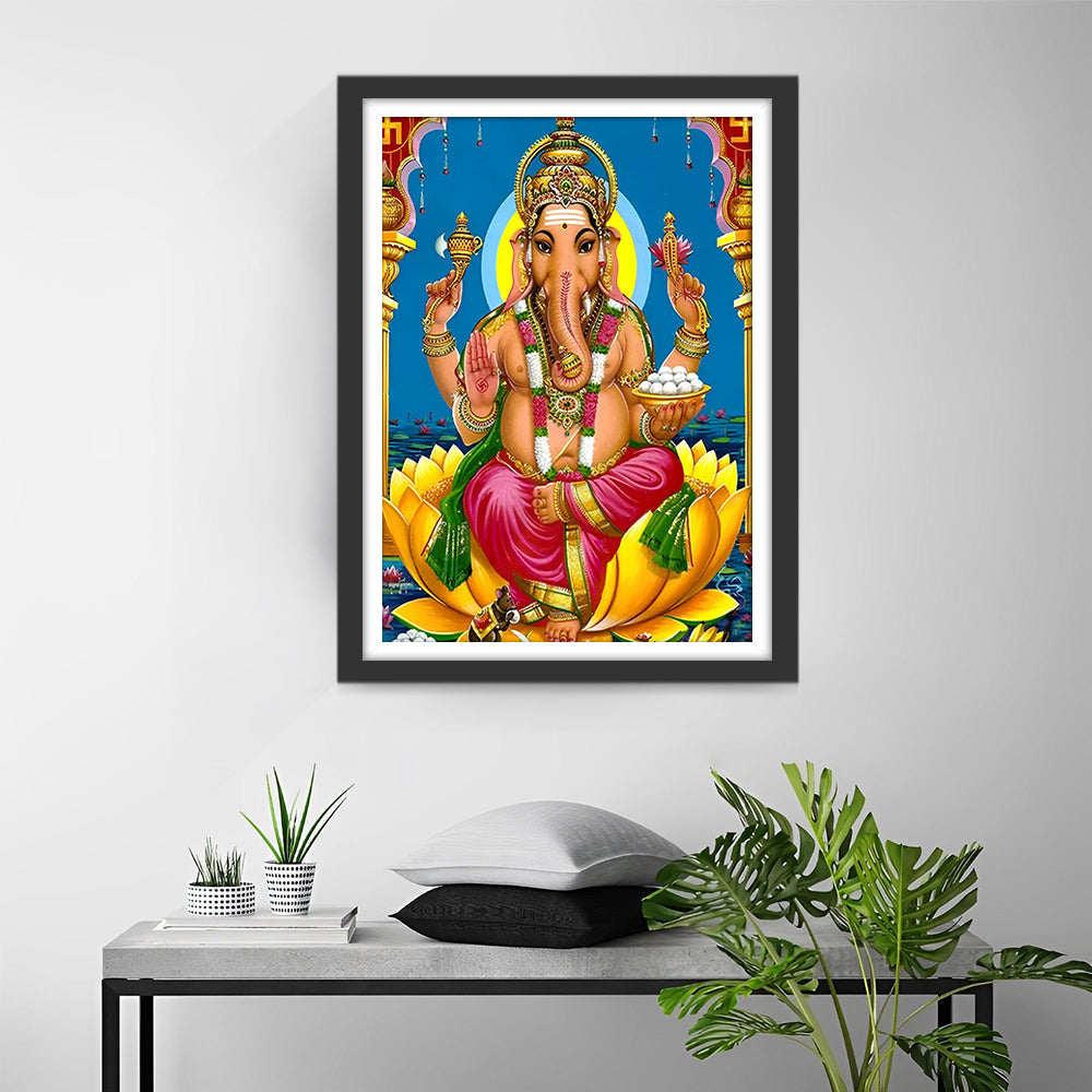 Ganesha op Lotus Diamond Painting