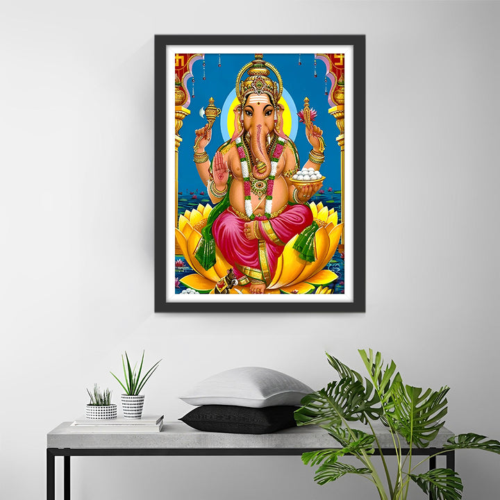 Ganesha op Lotus Diamond Painting