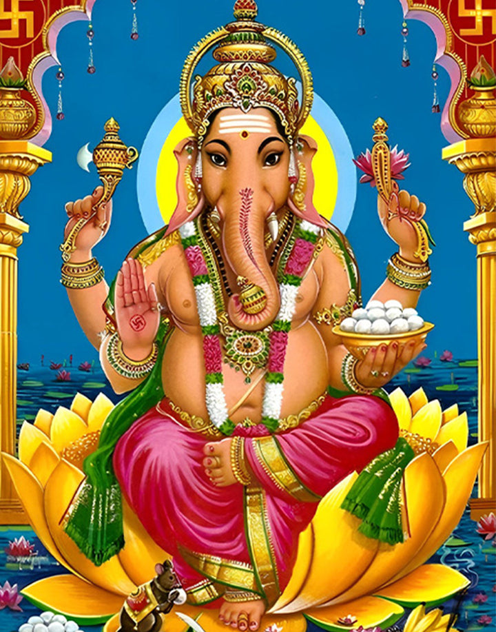 Ganesha op Lotus Diamond Painting