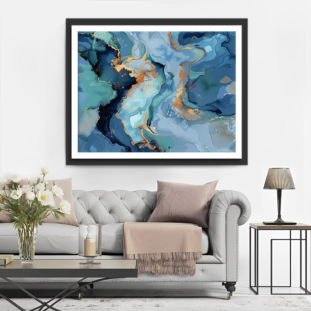 Abstract Blauwe Patroon Diamond Painting