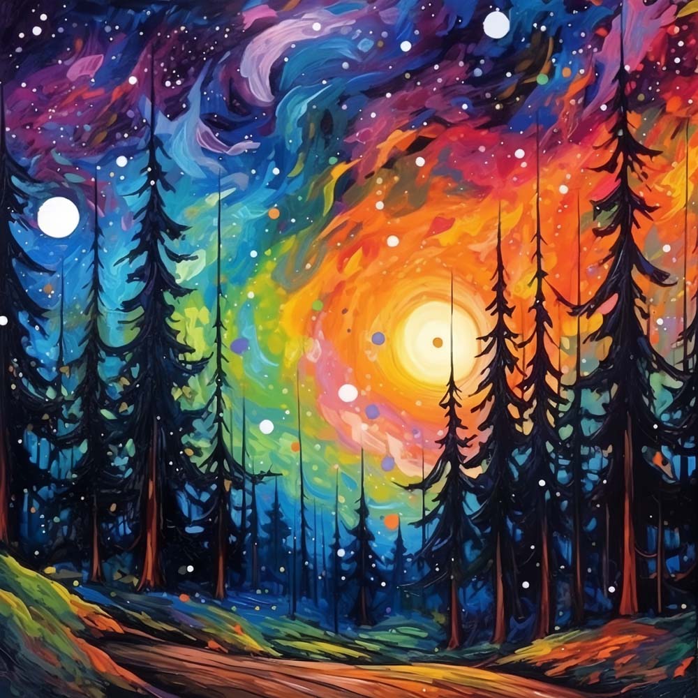 Abstract Nachtbos Diamond Painting