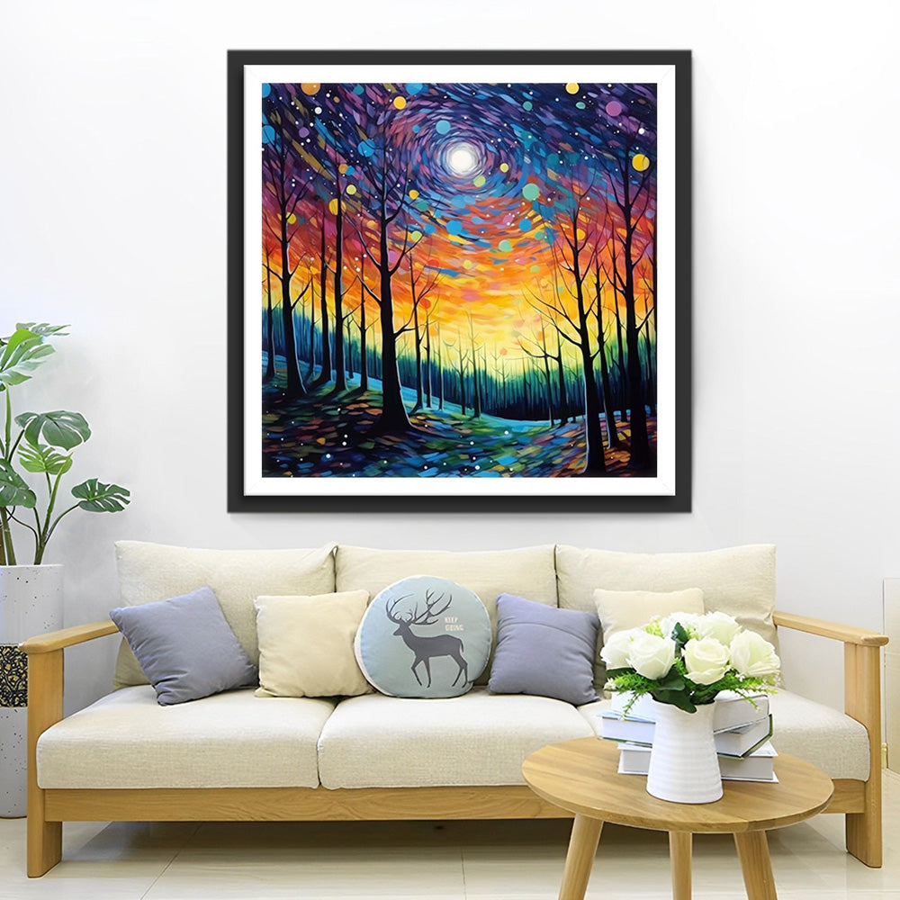 Abstract Sterrennachtbos Diamond Painting