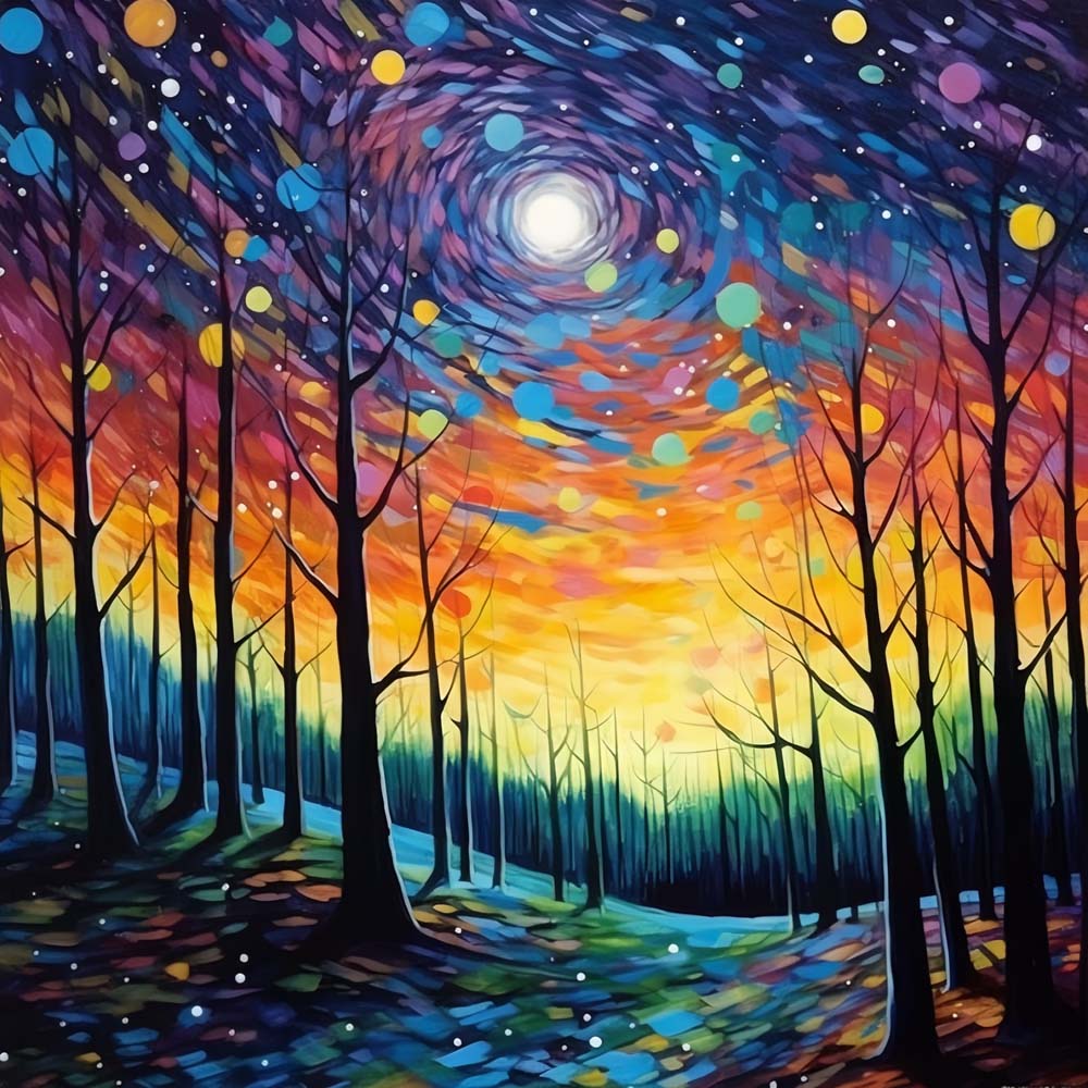 Abstract Sterrennachtbos Diamond Painting