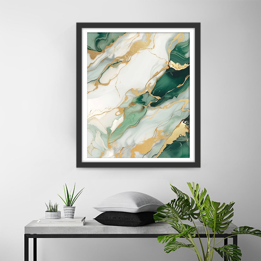 Abstract Wit Groen Goudpatroon Diamond Painting