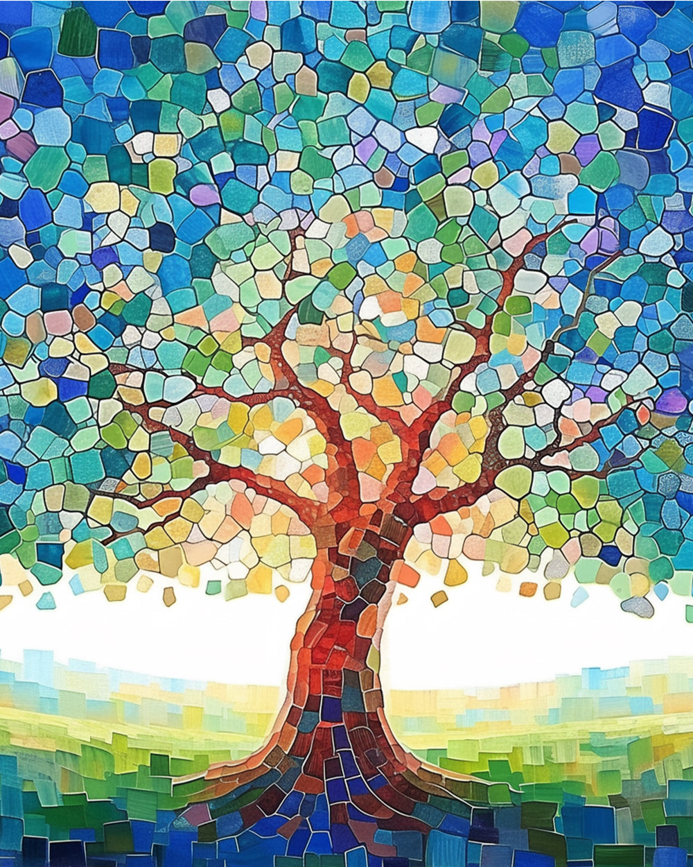 Abstracte Blokboom Diamond Painting
