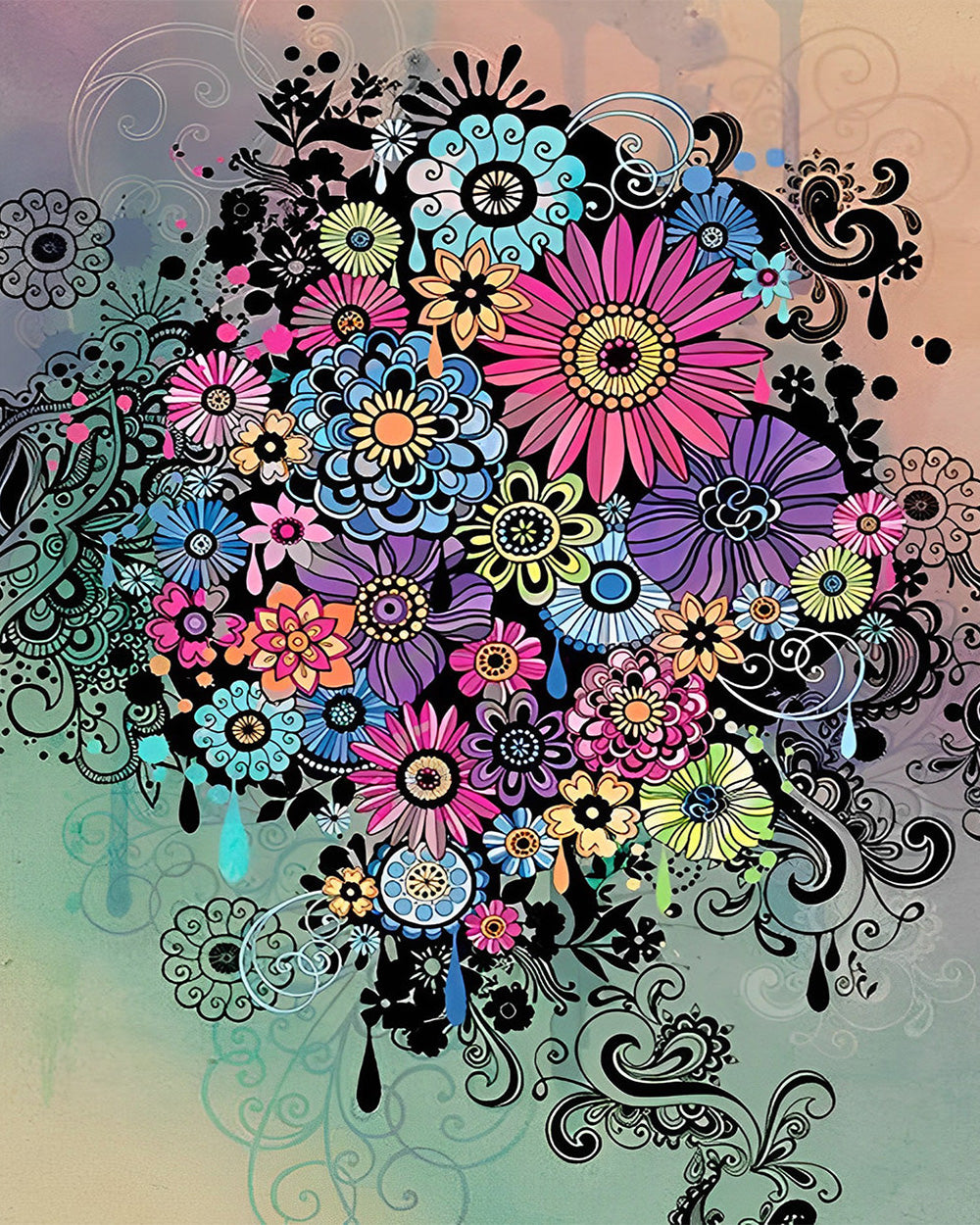 Abstracte Chrysant Diamond Painting