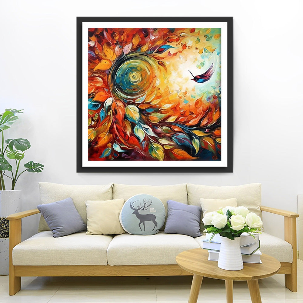 Abstracte Draaiende Bladeren Diamond Painting