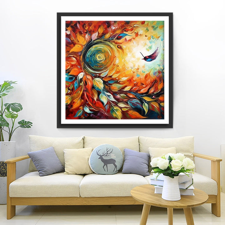 Abstracte Draaiende Bladeren Diamond Painting
