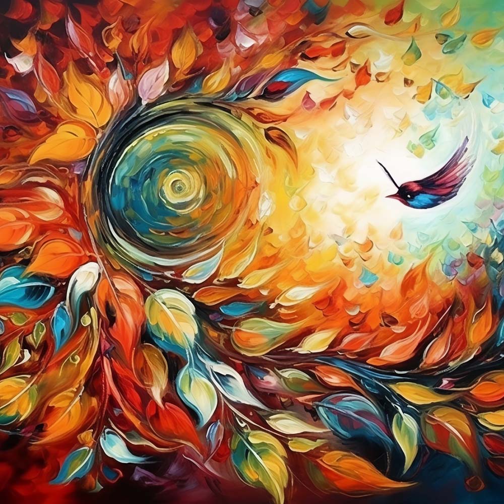 Abstracte Draaiende Bladeren Diamond Painting