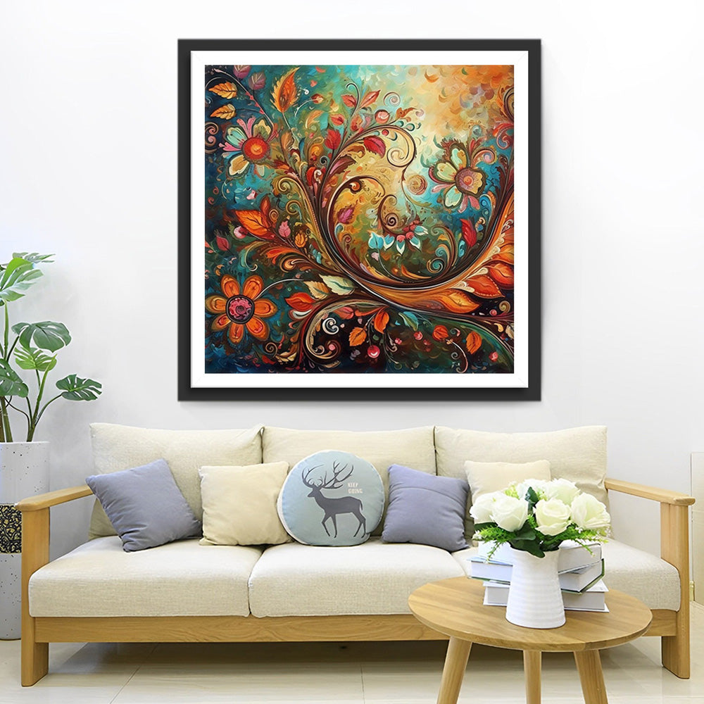 Abstracte Draaiende Wijnrank Diamond Painting