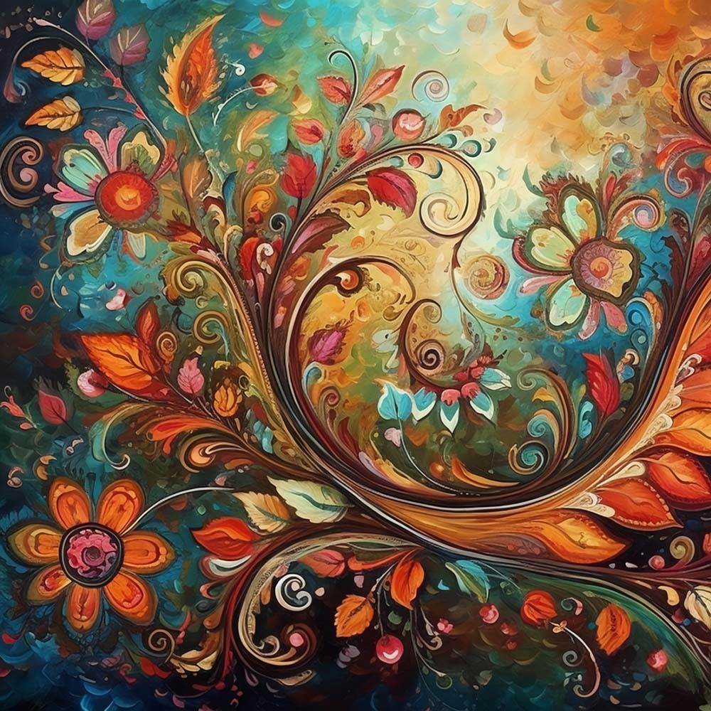 Abstracte Draaiende Wijnrank Diamond Painting