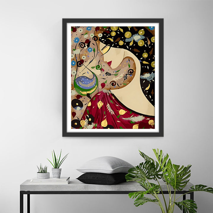 Abstracte Droom van een Brunette Vrouw Diamond Painting