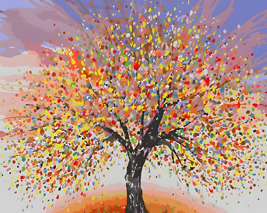 Abstracte Gele en Rode Boom Diamond Painting