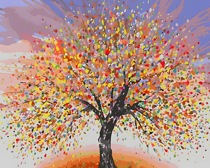 Abstracte Gele en Rode Boom Diamond Painting