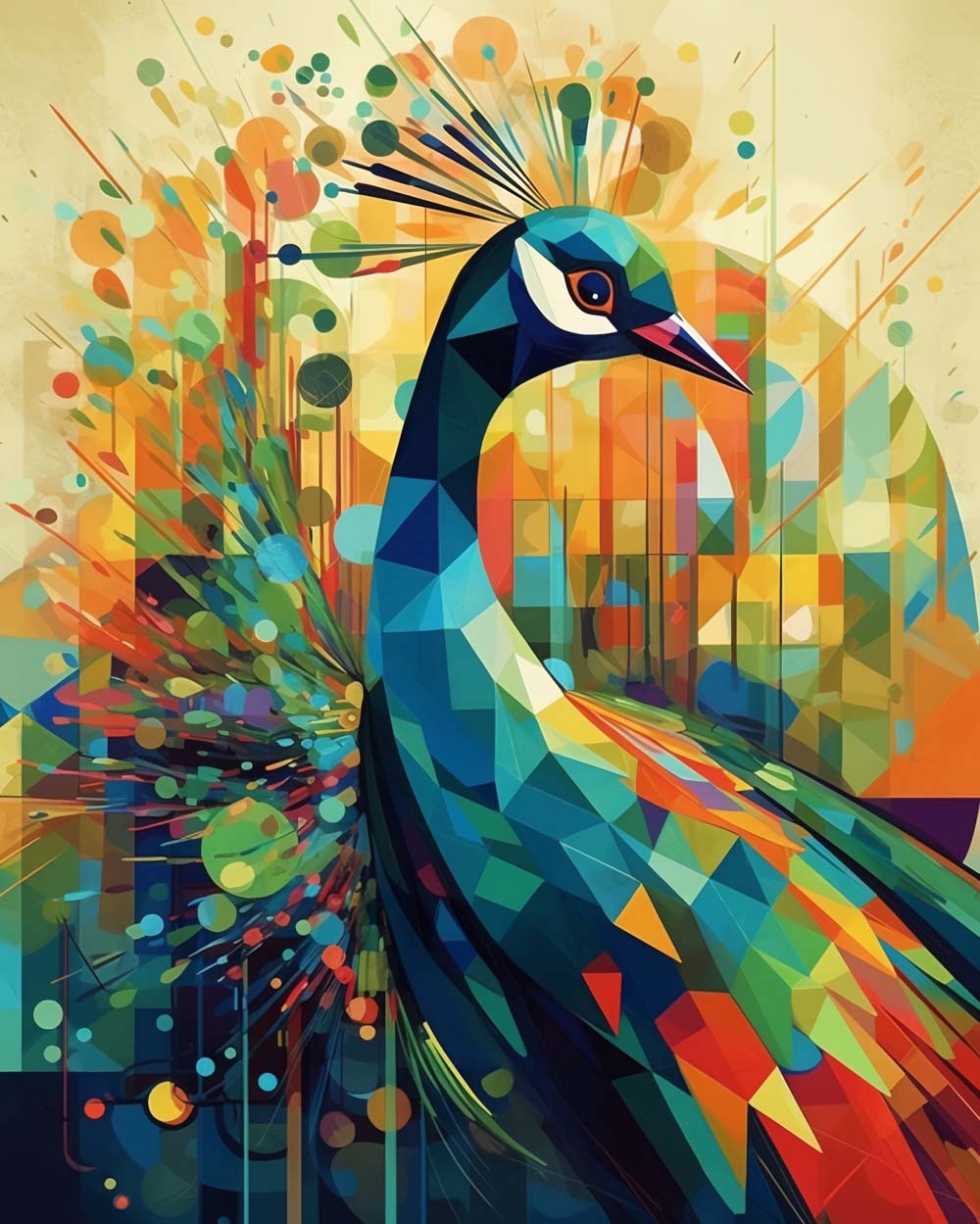 Abstracte Geometrische Pauw Diamond Painting