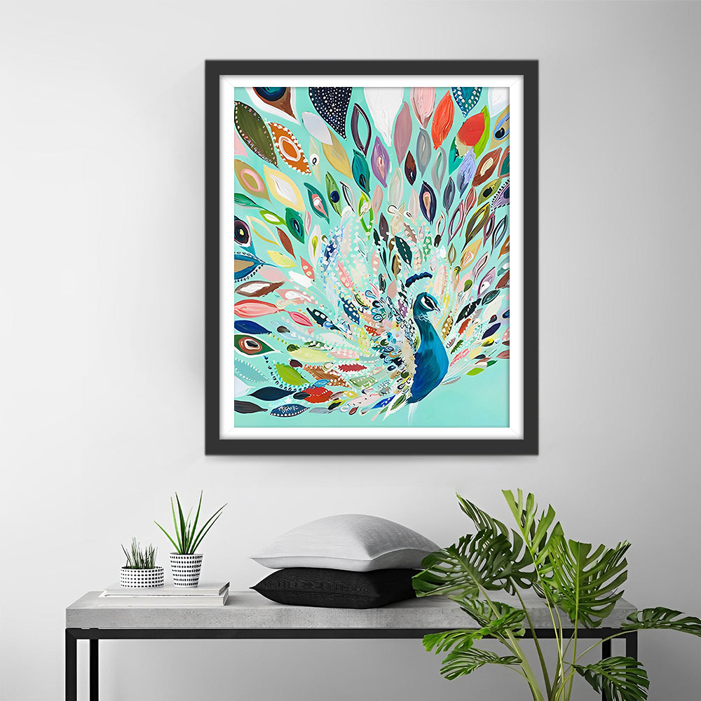 Abstracte Groene Pauw Diamond Painting