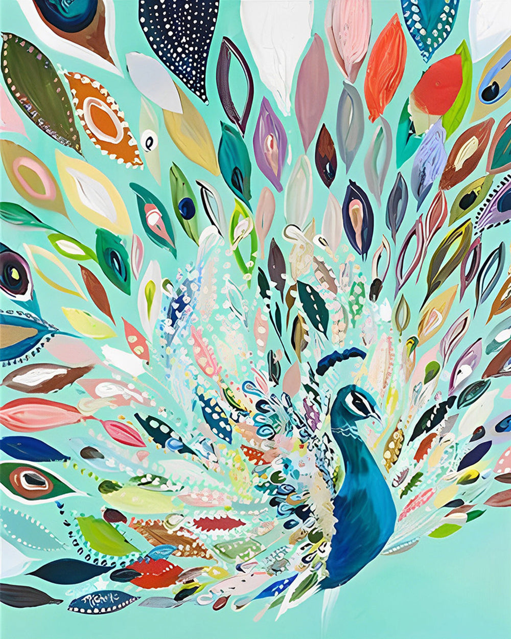 Abstracte Groene Pauw Diamond Painting