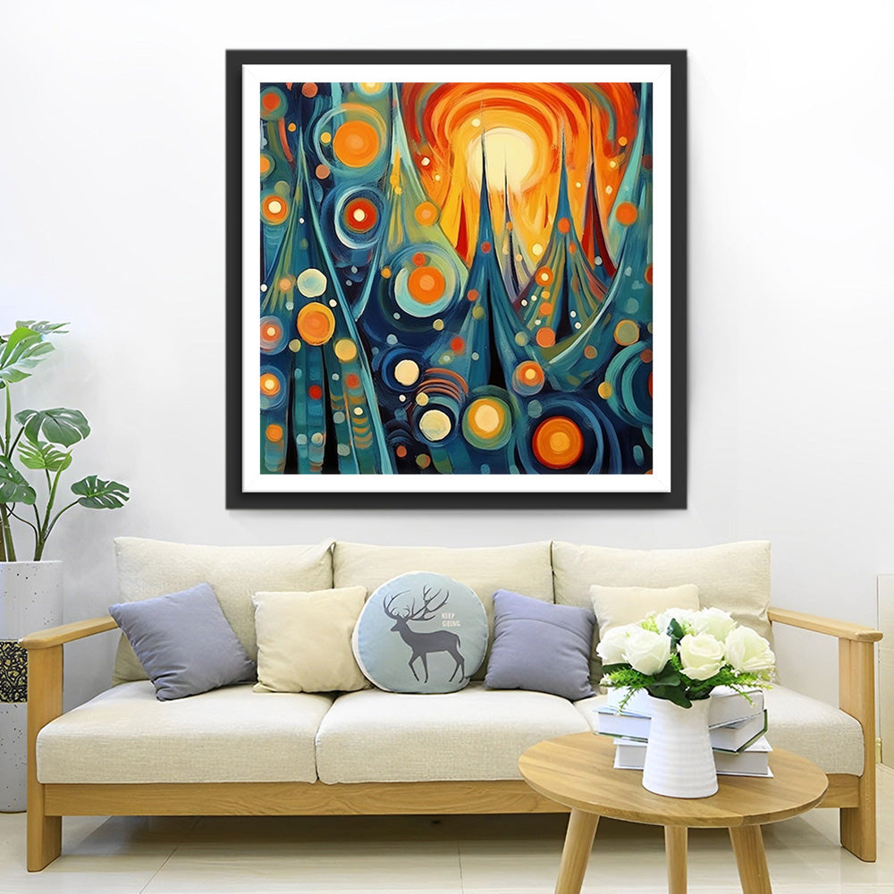 Abstracte Kerstboom Diamond Painting