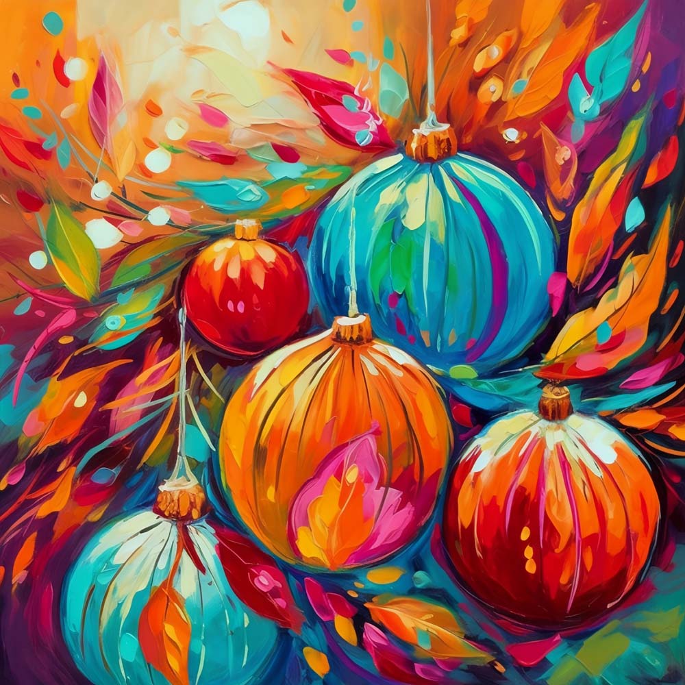 Abstracte Kerstdecoratieballen Diamond Painting