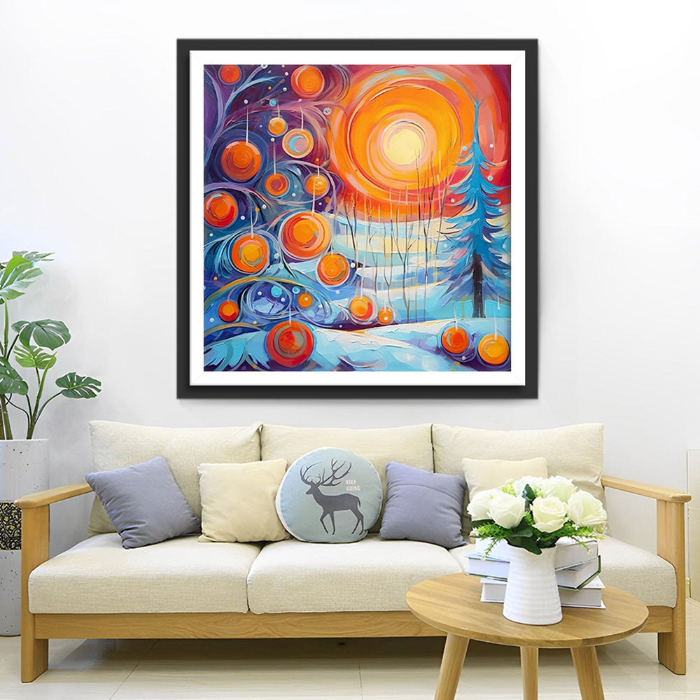 Abstracte Kerstversiering Diamond Painting