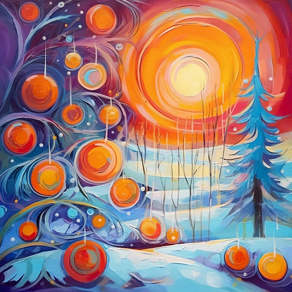 Abstracte Kerstversiering Diamond Painting