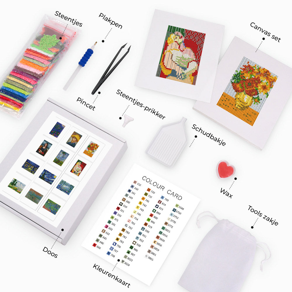 Abstracte Kunst – Representatieve Schilderijen 12 Stuks – Mini Diamond Painting Set