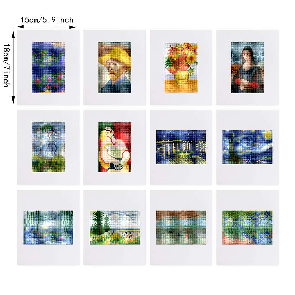 Abstracte Kunst – Representatieve Schilderijen 12 Stuks – Mini Diamond Painting Set