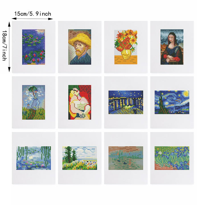 Abstracte Kunst – Representatieve Schilderijen 12 Stuks – Mini Diamond Painting Set