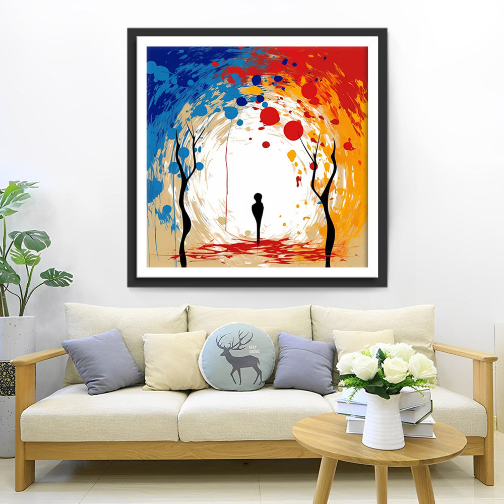 Abstracte Mensen en Boom Diamond Painting