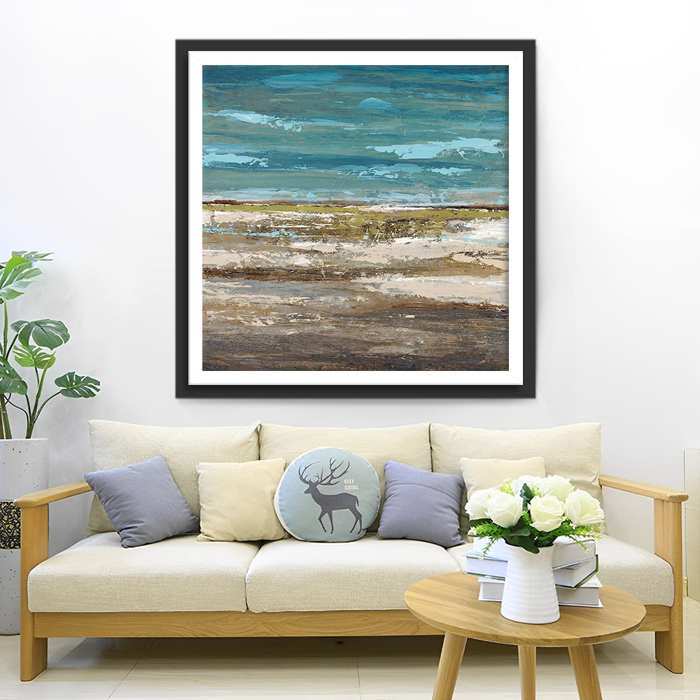 Abstracte Oceaan en Strand Diamond Painting