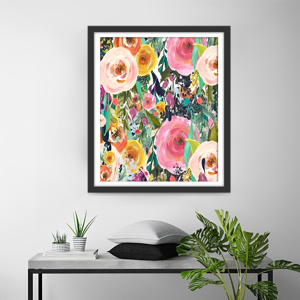 Abstracte Roze Klaprozen Diamond Painting