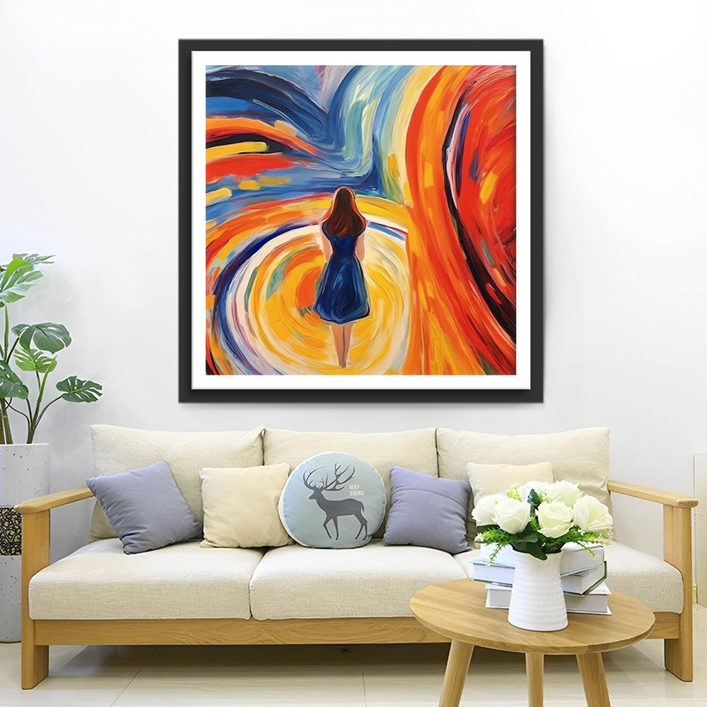Abstracte Rug van een Vrouw Diamond Painting