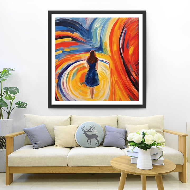 Abstracte Rug van een Vrouw Diamond Painting
