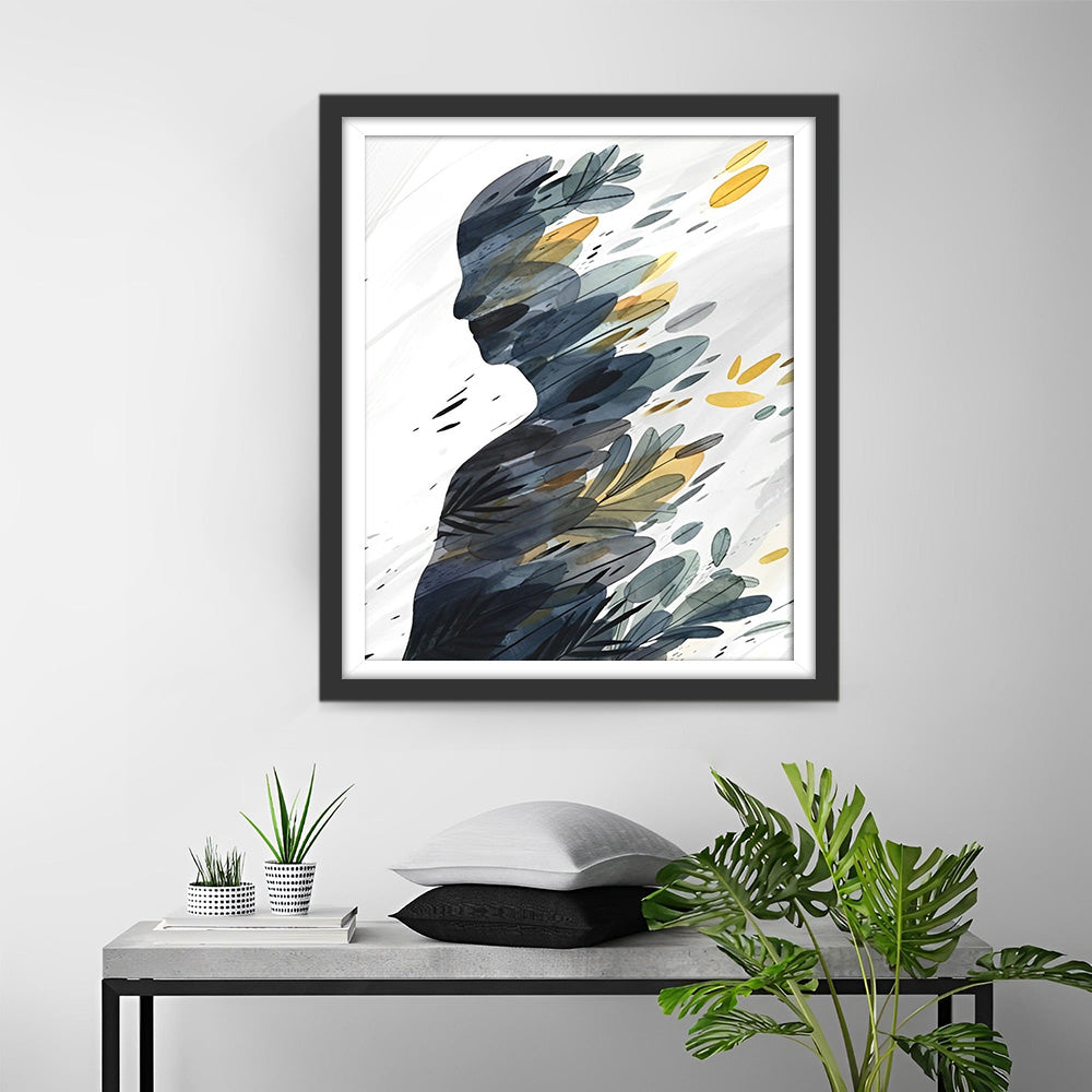 Abstracte Vrouw Gemaakt van Bladeren Diamond Painting