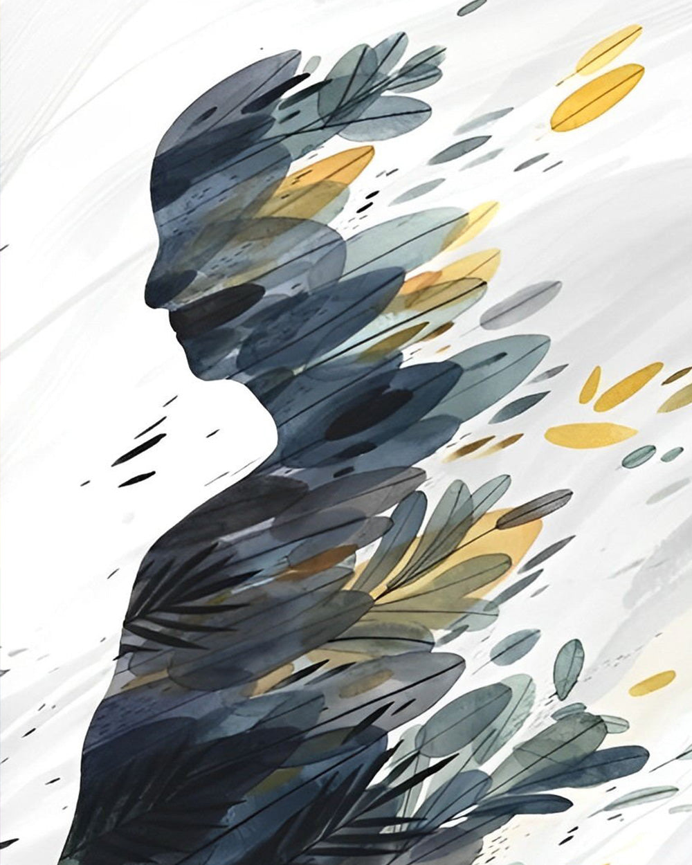 Abstracte Vrouw Gemaakt van Bladeren Diamond Painting
