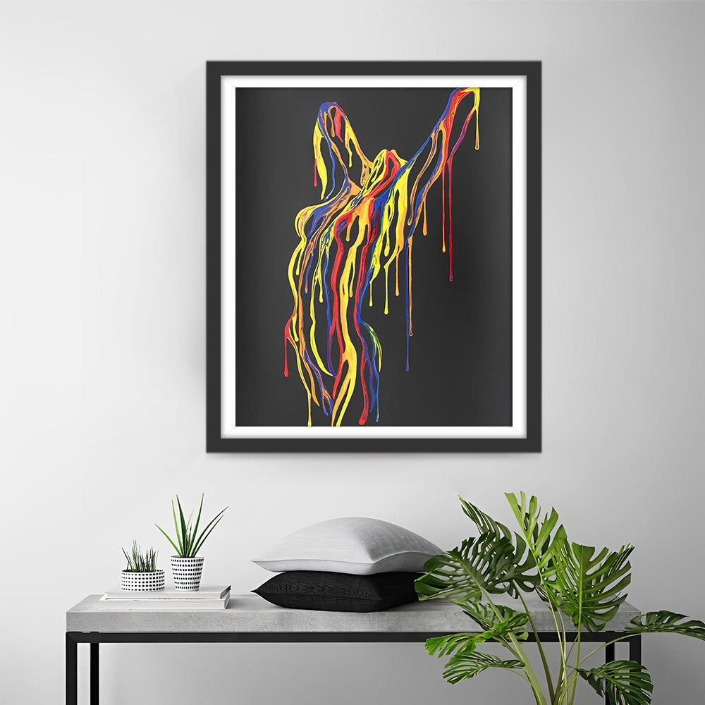 Abstracte Vrouw met Kleurrijke Lijnen Diamond Painting